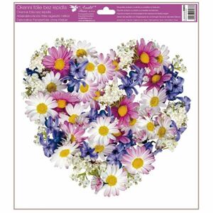 Okenní fólie srdce z květů 30 x 33,5 cm srdce barevné