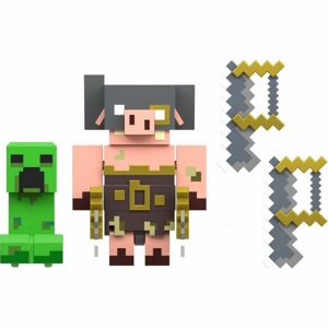 Minecraft Legends dvě figurky 8 cm GYR98 Creeper vs. Piglin Bruiser
