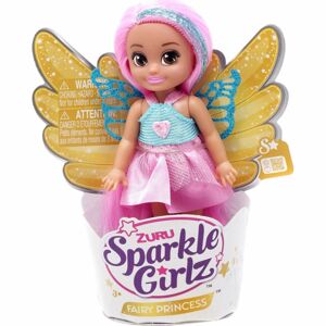 Zuru Víla Sparkle Girlz s křídly malá v kornoutku růžovo-modré šaty a světle růžové vlasy