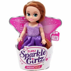 Zuru Princezna Sparkle Girlz malá v kornoutku fialové šaty-hnědé vlasy