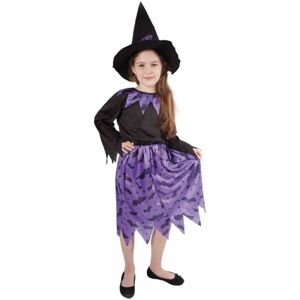 Rappa Dětský kostým čarodějnice s netopýry a kloboukem velikost S