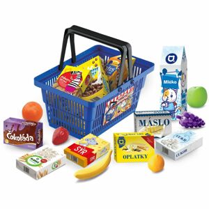 Rappa Mini obchod nákupní košík s doplňky a učením jak nakupovat - modrý
