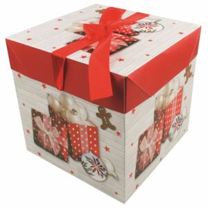 Dárková krabička skládací s mašlí L 21,5 x 21,5 x 21,5 cm