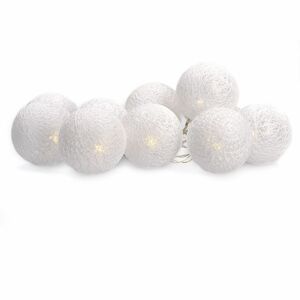LED řetěz vánoční koule bavlněné, 10 LED, 1m, 2 x AA, IP20