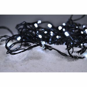 LED venkovní vánoční řetěz, 50 LED, 5 m, 3 m přívod, 8 funkcí, IP44. 3 x AA, studená bílá