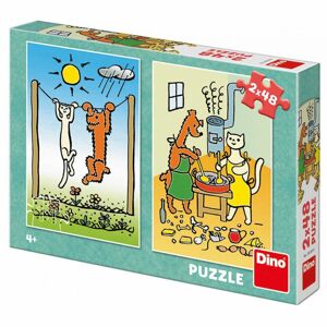 Dino Pejsek a kočička puzzle 2 x 48 dílků