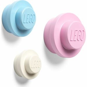 LEGO® věšák na zeď, 3 ks - bílá, světle modrá, růžová