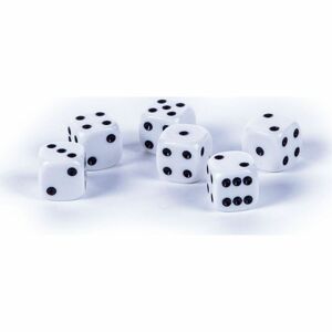 Teddies Bílé hrací kostky 6 ks 13 x 13 mm