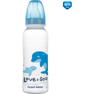 Canpol babies Lahvička s potiskem 250 ml Love&Sea - modrá