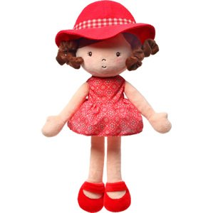 BABY ONO BabyOno Hadrová panenka BabyOno Poppy Doll, červená