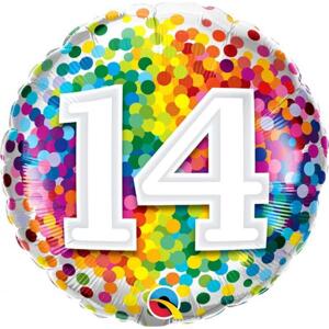 Qualatex Fóliový balónek 18" QL RND Rainbow konfety 14