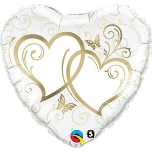 Qualatex Fóliový balónek 18" QL HRT "Intertwined Hearts" (zlatý) ST ASORT