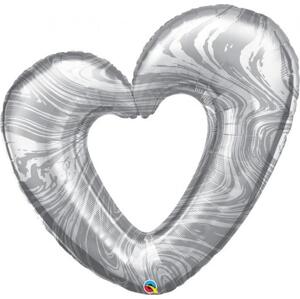 Qualatex Balónek fóliový 42" QL SHP "Marble Heart" stříbrný