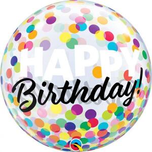 Qualatex Fóliový balónek 22" QL Bubble Capacity "Happy Birthday - Colorful Dots