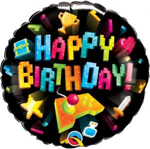 Qualatex Fóliový balónek 18" QL CIR "Happy Birthday - Gaming