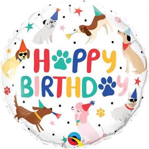 Qualatex Fóliový balónek 18" QL CIR "Happy Birthday - Party Puppies