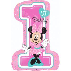 Amscan Fóliový balónek 36" SHP - "Minnie Mouse 1. narozeniny".