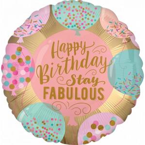 Amscan Fóliový balónek 18" CIR "Happy Birthday Stay Fabulous", balený