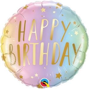 Qualatex 18palcový fóliový balónek QL RND Happy Birthday, pastelový ombre
