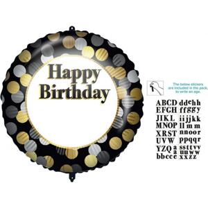 Procos Fóliový balónek 18" "Happy Birthday" - zlaté a stříbrné puntíky
