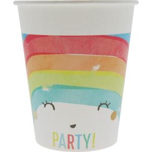Procos Papírové kelímky (WM) Rainbow Party, 200 ml, 8 ks (štítek SUP)