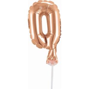 Godan / beauty & charm B&C fóliový balónek 13 cm na špejli "Číslo 0", růžový a zlatý