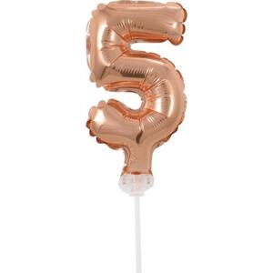 Godan / beauty & charm B&C fóliový balónek 13 cm na špejli "Number 5", růžový a zlatý
