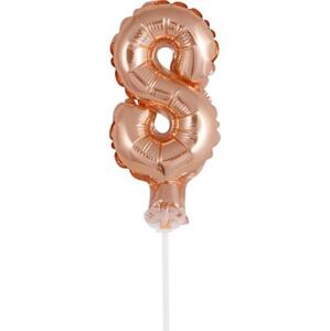 Godan / beauty & charm B&C fóliový balónek 13 cm na špejli "Number 8", růžový a zlatý