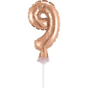 Godan / beauty & charm B&C fóliový balónek 13 cm na špejli "Number 9", růžový a zlatý