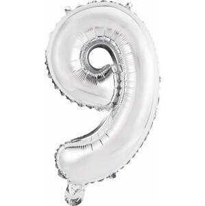 Godan / balloons Balónek fóliový "Číslo 9", stříbrný, 35 cm KK