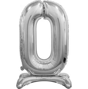 Godan / balloons B&C fóliový balónek Stojací číslo 0, stříbrný, 74 cm