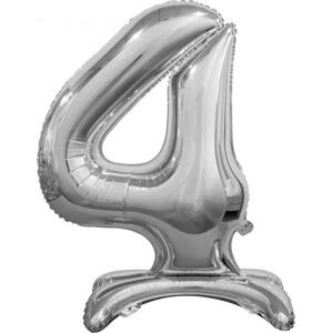 Godan / balloons Fóliový balónek B&C Stojací číslo 4, stříbrný, 74 cm