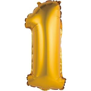 Godan / balloons Fóliový balónek "Number 1", zlatý, matný, 35 cm