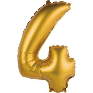 Godan / balloons Fóliový balónek "Digit 4", zlatý, matný, 35 cm