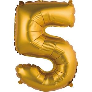 Godan / balloons Fóliový balónek "Digit 5", zlatý, matný, 35 cm