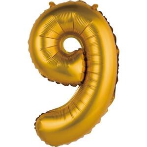 Godan / balloons Fóliový balónek "Number 9", zlatý, matný, 35 cm