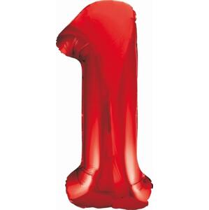 Godan / beauty & charm B&C fóliový balónek číslo 1, červený, 85 cm