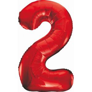 Godan / beauty & charm B&C fóliový balónek číslo 2, červený, 85 cm