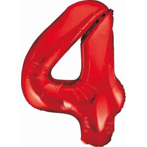 Godan / beauty & charm B&C fóliový balónek číslo 4, červený, 85 cm