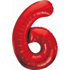 Godan / beauty & charm B&C fóliový balónek číslo 6, červený, 85 cm