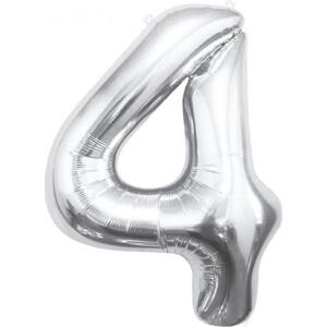 Godan / balloons B&C fóliový balónek číslo 4, stříbrný, 85 cm