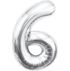 Godan / balloons B&C fóliový balónek číslo 6, stříbrný, 85 cm