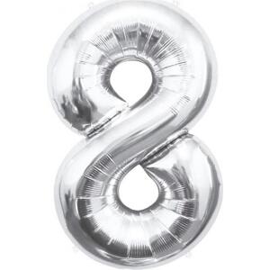 Godan / balloons B&C fóliový balónek číslo 8, stříbrný, 85 cm