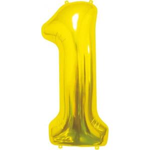 Godan / balloons B&C fóliový balónek číslo 1, zlatý, 85 cm