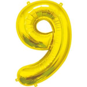 Godan / balloons B&C fóliový balónek číslo 9, zlatý, 85 cm