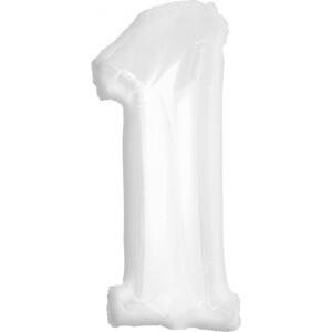 Godan / beauty & charm Fóliový balónek B&C, číslo 1, bílý, 92 cm