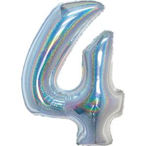 Godan / balloons Fóliový balónek B&C, číslo 4, holografický stříbrný, 76 cm