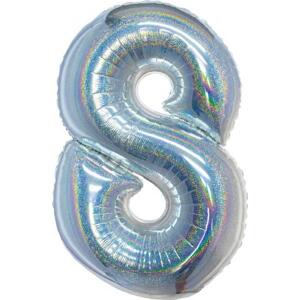Godan / balloons Fóliový balónek B&C, číslo 8, holografický stříbrný, 76 cm