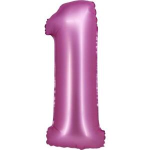 Godan / balloons Fóliový balónek B&C, číslo 1, saténově růžový, 76 cm