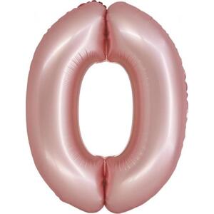 Godan / balloons Chytrý fóliový balónek, číslo 0, matně růžový, 76 cm
